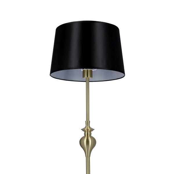 Prima Gold Lampa Podłogowa Złoty Satynowy 1X60W E27 Abażur Czarny Candellux