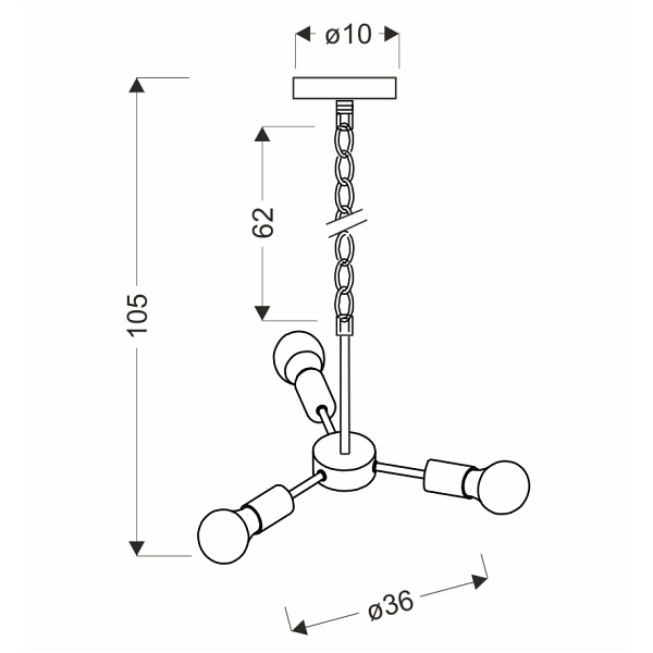 Sparta Lampa Wisząca Czarny 3X60W E27 Candellux