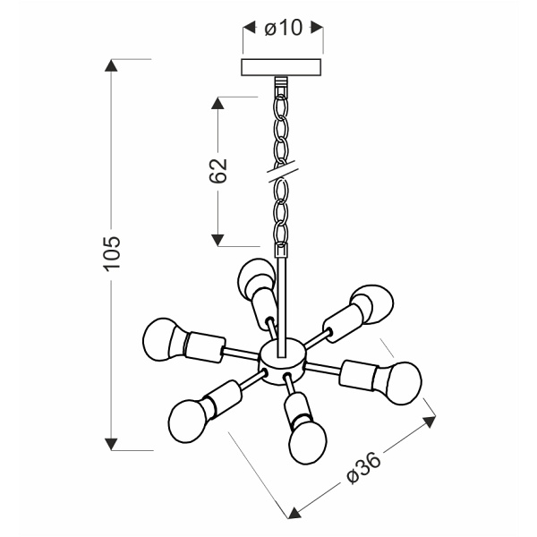 Sparta Lampa Wisząca Czarny 6X60W E27 Candellux