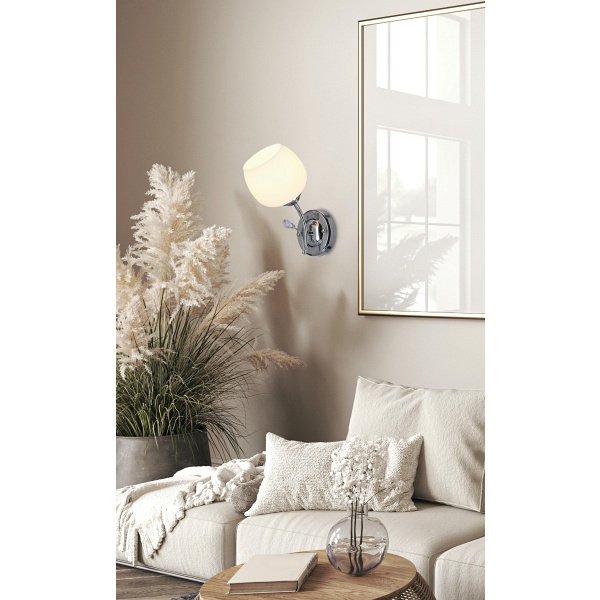Estar Lampa Kinkiet Chromowy 1X40W E27 Klosz Biały Candellux