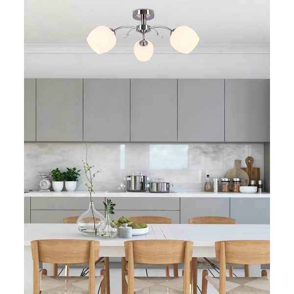 Estar Lampa Sufitowa Chromowy 3X40W E27 Klosz Biały Candellux