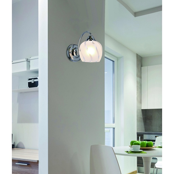 Prego Lampa Kinkiet Chromowy 1X40W E27 Klosz Bezbarwny Candellux