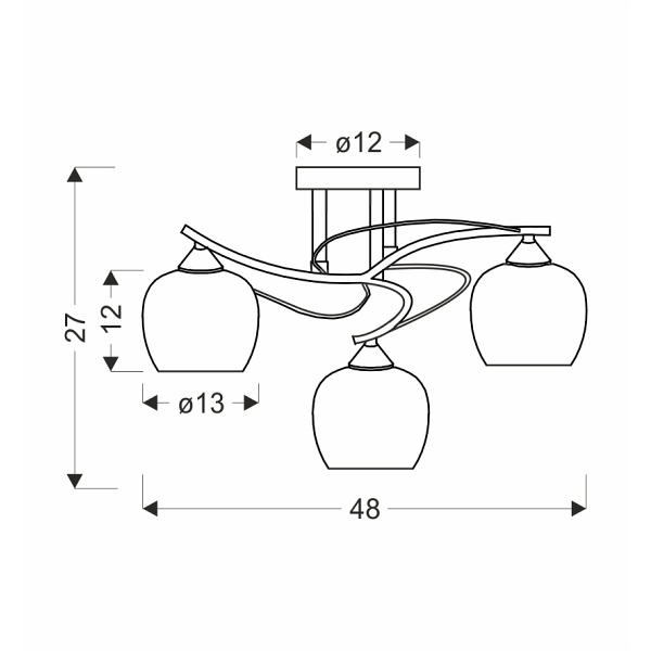 Prego Lampa Sufitowa Chromowy 3X40W E27 Klosz Bezbarwny Candellux