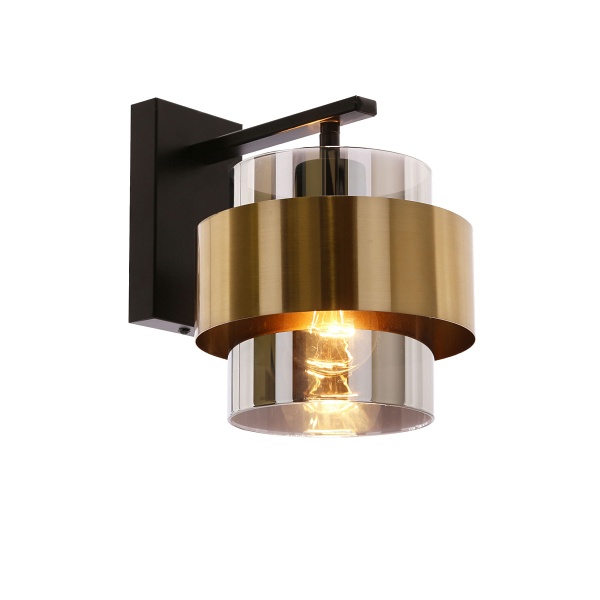 Spiega Lampa Kinkiet Czarny+Mosiężny 1X60W E27 Klosz Dymiony Candellux