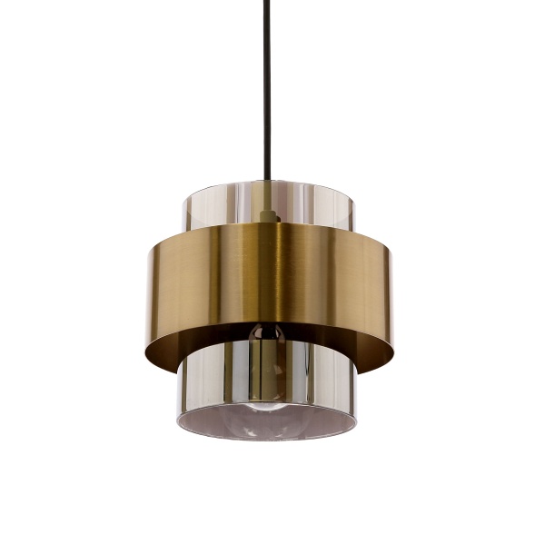 Spiega Lampa Wisząca Czarny+Mosiężny 1X60W E27 Klosz Dymiony Candellux