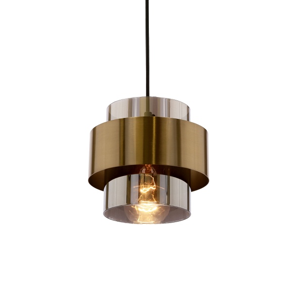 Spiega Lampa Wisząca Czarny+Mosiężny 1X60W E27 Klosz Dymiony Candellux