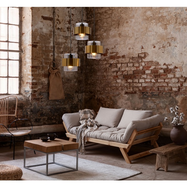 Spiega Lampa Wisząca Talerz Czarny+Mosiężny 3X60W E27 Klosz Dymiony Candellux