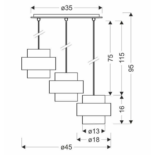 Spiega Lampa Wisząca Talerz Czarny+Mosiężny 3X60W E27 Klosz Dymiony Candellux