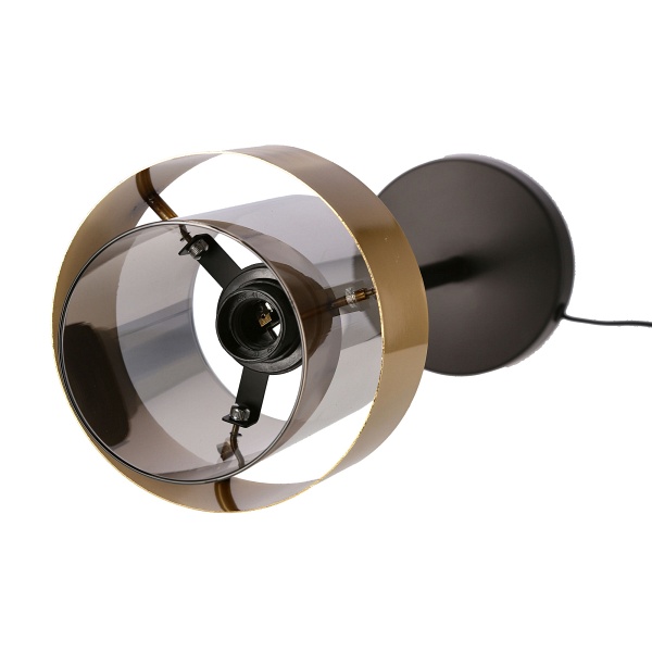 Spiega Lampa Stołowa Czarny+Mosiężny 1X60W E27 Klosz Dymiony Candellux