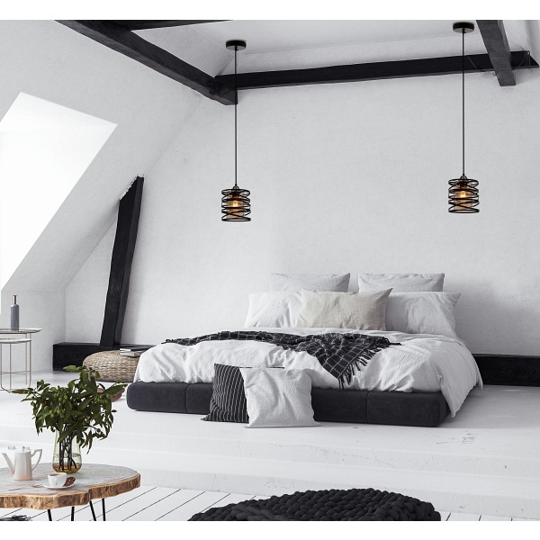 Eluna Lampa Wisząca Czarny 1X60 E27 Klosz Bursztynowy Candellux