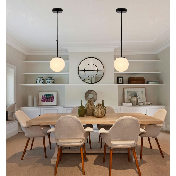 Pompei Lampa Wisząca Czarny 1X40W E27 Klosz Biały 15Cm Candellux