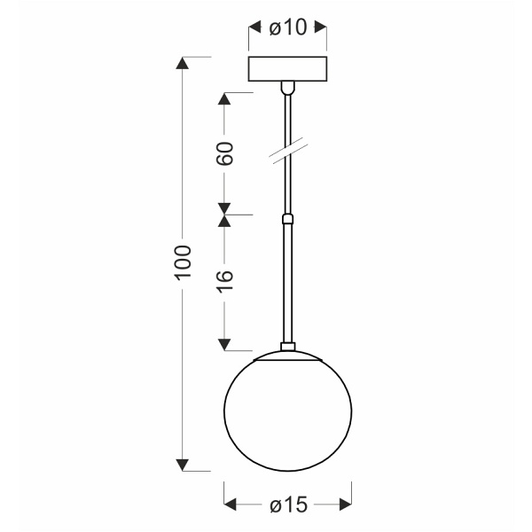 Pompei Lampa Wisząca Czarny 1X40W E27 Klosz Biały 15Cm Candellux