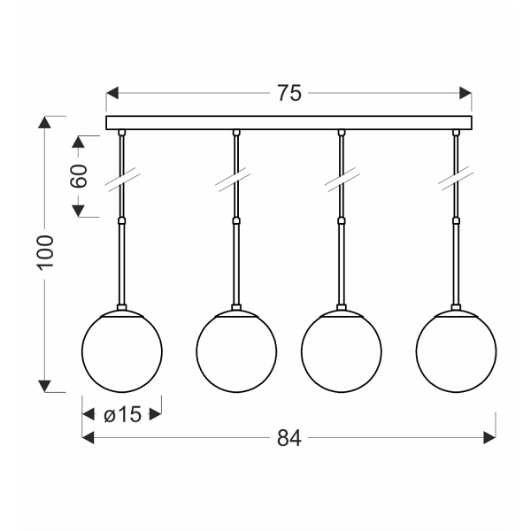 Pompei Lampy Wiszące Czarny 4X4X40 E27 Klosz Biały Candellux