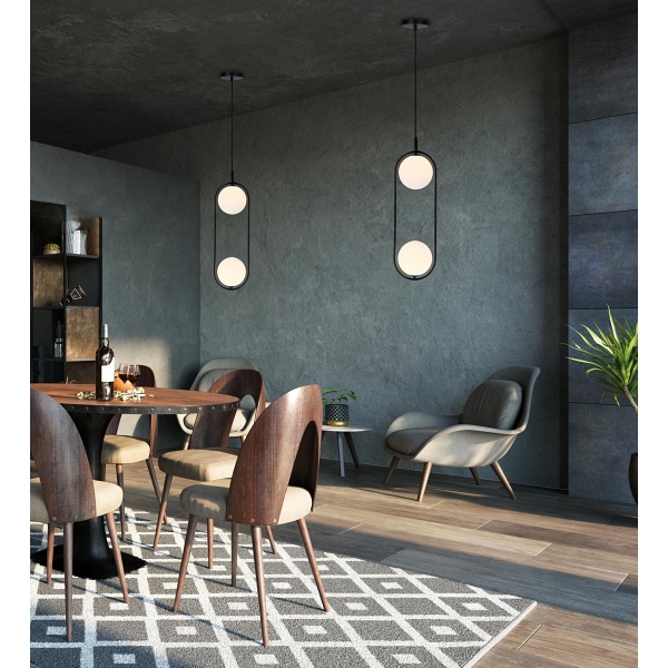 Lampa wisząca Cordel czarna z białymi kulkami salonu x - Candellux