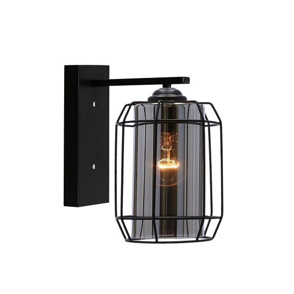 Jonera Lampa Kinkiet Czarny P20 1X40W E27 Klosz Dymiony Candellux