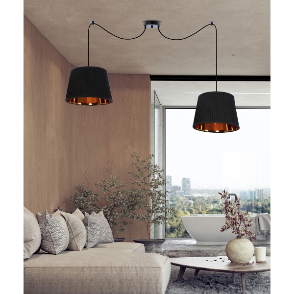 Gillo Lampa Wisząca Czarny 2X40W E27 Abażur Czarny Candellux