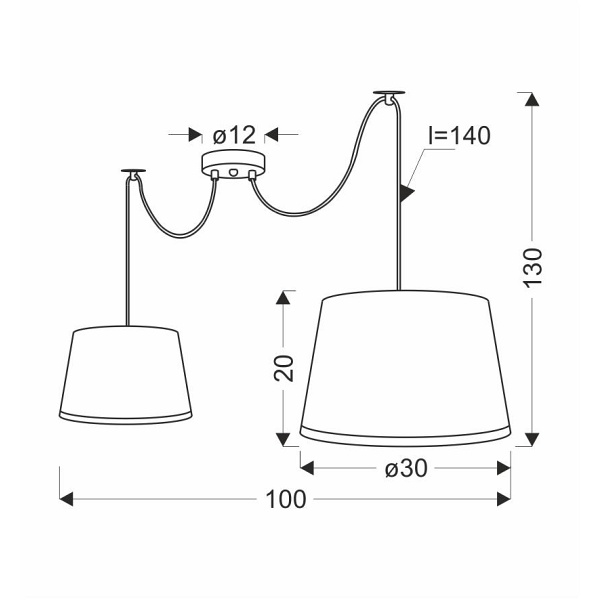 Gillo Lampa Wisząca Czarny 2X40W E27 Abażur Czarny Candellux