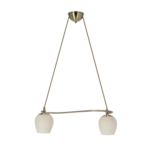 Serano Lampa Wisząca Patynowy 2X60W E27 Klosz Kremowy Candellux