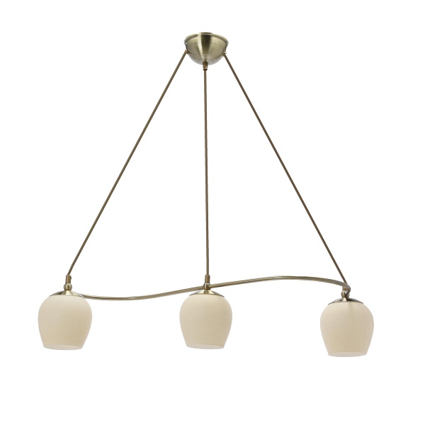 Serano Lampa Wisząca Patynowy 3X60W E27 Klosz Kremowy Candellux