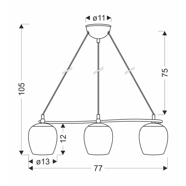 Serano Lampa Wisząca Patynowy 3X60W E27 Klosz Kremowy Candellux