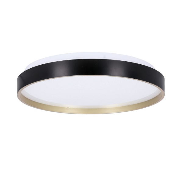 Florida Lampa Sufit. Plafon Czarno Złoty+Biały 18W Led 33 Cm Klosz Biały Candellux