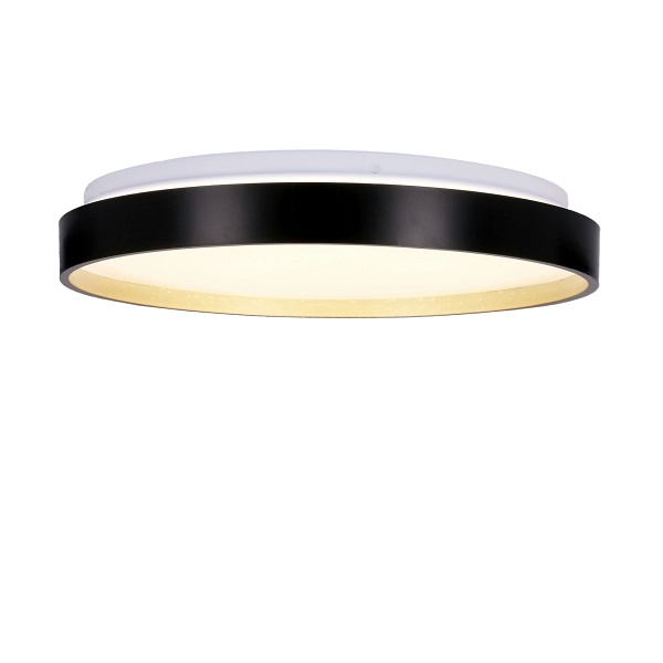 Florida Lampa Sufit. Plafon Czarno Złoty+Biały 18W Led 33 Cm Klosz Biały Candellux