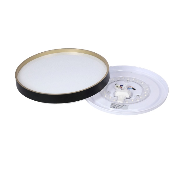 Florida Lampa Sufit. Plafon Czarno Złoty+Biały 18W Led 33 Cm Klosz Biały Candellux