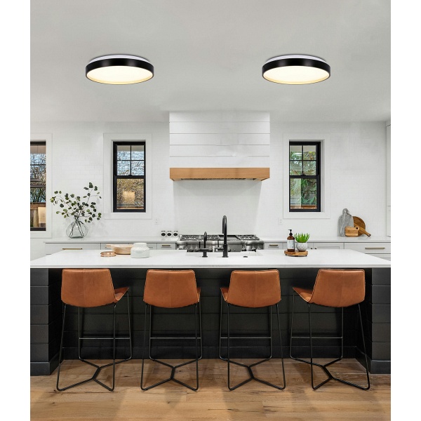 Florida Lampa Sufit. Plafon Czarno Złoty+Biały 18W Led 33 Cm Klosz Biały Candellux