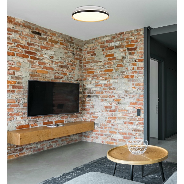 Montana Lampa Sufitowa Plafon Czarny+Biały+Złoty 24W Led 40 Cm Klosz Biały Candellux