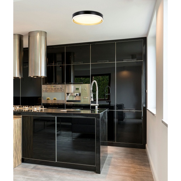 Florida Lampa Sufitowa Plafon Biało Złoty+Czarny 24W Led 38 Cm Klosz Biały Candellux