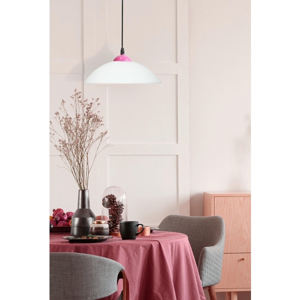 Malin Lampa Wisząca Malinowy 1X60W E27 Klosz Biały Candellux