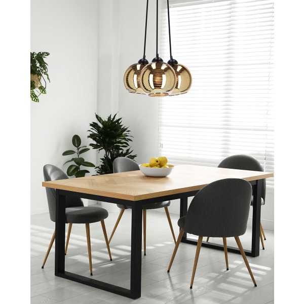 Trio Lampa Wisząca Czarny 3X60W E27 Klosz Złoty Candellux