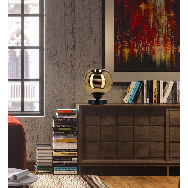 Trio Lampa Stołowa Czarny 1X60W E27 Klosz Złoty Candellux