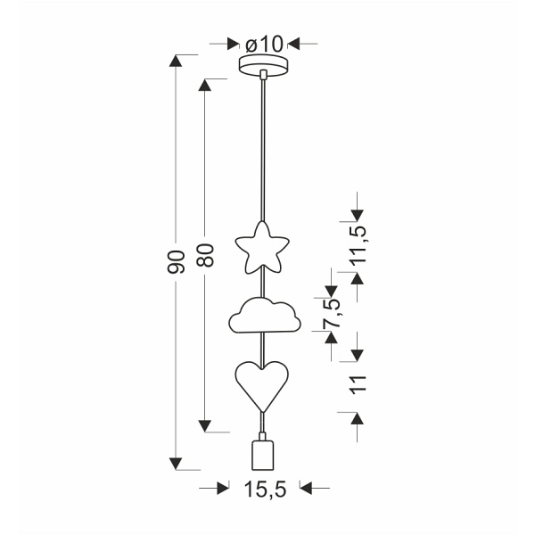 Heart Cs Lampa Wisząca 1X20W E27 Iq Kids Różowy+Niebieski+Biały Candellux