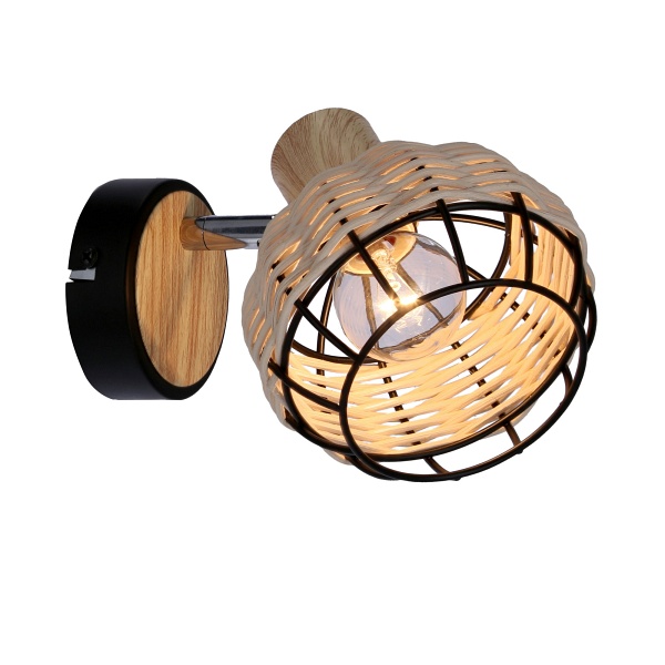 Tajga Lampa Kinkiet Czarny+Drewniany 1X40W E14 Klosz Czarny+Drewniany Candellux