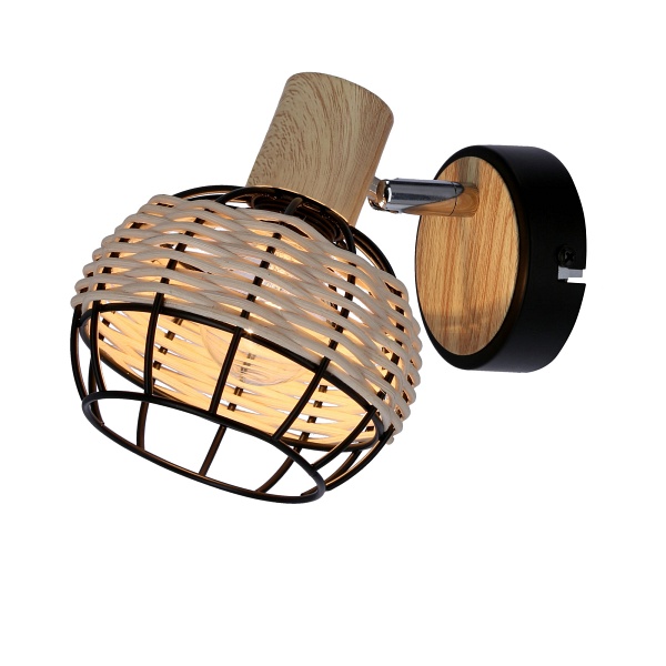 Tajga Lampa Kinkiet Czarny+Drewniany 1X40W E14 Klosz Czarny+Drewniany Candellux