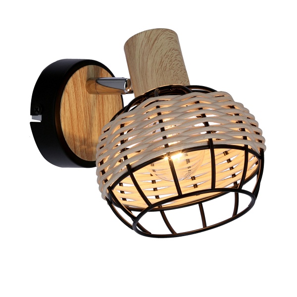 Tajga Lampa Kinkiet Czarny+Drewniany 1X40W E14 Klosz Czarny+Drewniany Candellux