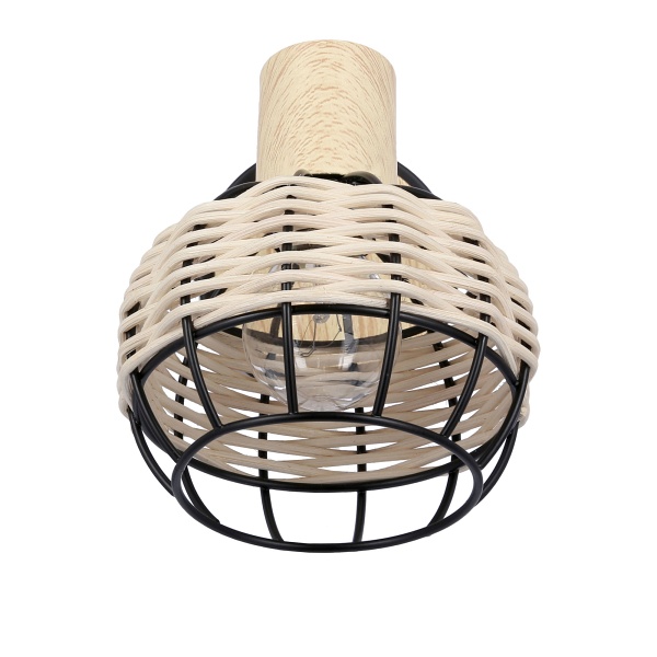 Tajga Lampa Kinkiet Czarny+Drewniany 1X40W E14 Klosz Czarny+Drewniany Candellux