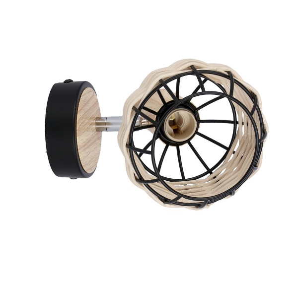 Tajga Lampa Kinkiet Czarny+Drewniany 1X40W E14 Klosz Czarny+Drewniany Candellux