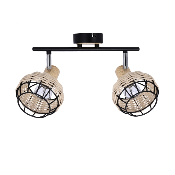 Tajga Lampa Sufitowa Listwa Czarny+Drewniany 2X40W E14 Klosz Czarny+Drewniany Candellux