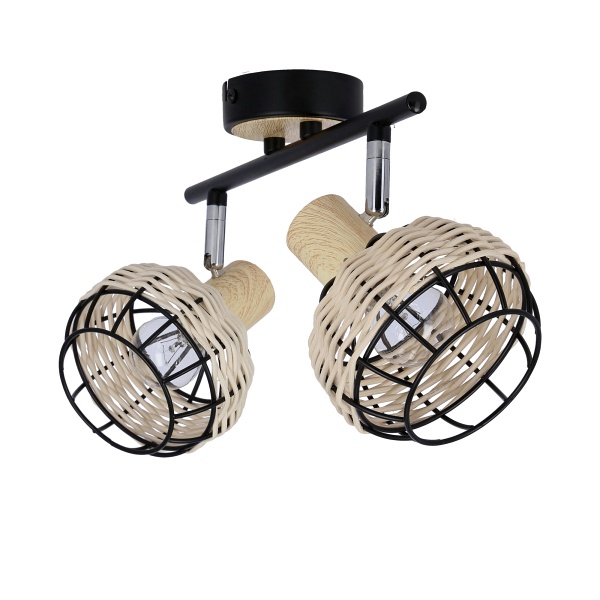 Tajga Lampa Sufitowa Listwa Czarny+Drewniany 2X40W E14 Klosz Czarny+Drewniany Candellux
