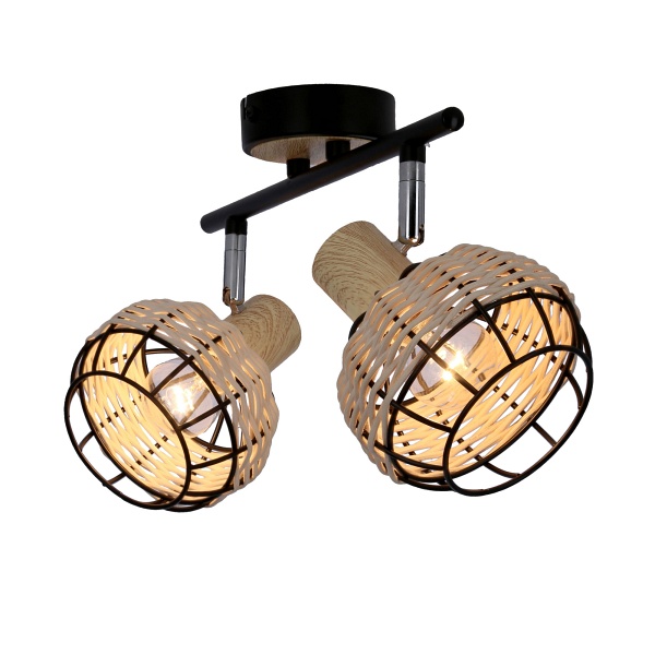 Tajga Lampa Sufitowa Listwa Czarny+Drewniany 2X40W E14 Klosz Czarny+Drewniany Candellux