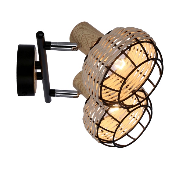 Tajga Lampa Sufitowa Listwa Czarny+Drewniany 2X40W E14 Klosz Czarny+Drewniany Candellux