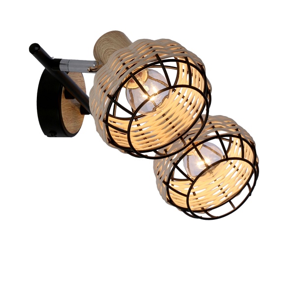 Tajga Lampa Sufitowa Listwa Czarny+Drewniany 2X40W E14 Klosz Czarny+Drewniany Candellux