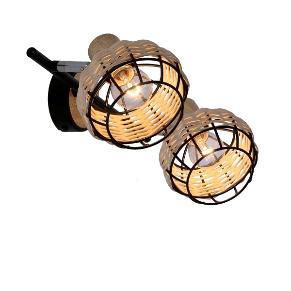Tajga Lampa Sufitowa Listwa Czarny+Drewniany 2X40W E14 Klosz Czarny+Drewniany Candellux
