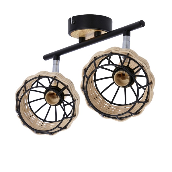 Tajga Lampa Sufitowa Listwa Czarny+Drewniany 2X40W E14 Klosz Czarny+Drewniany Candellux