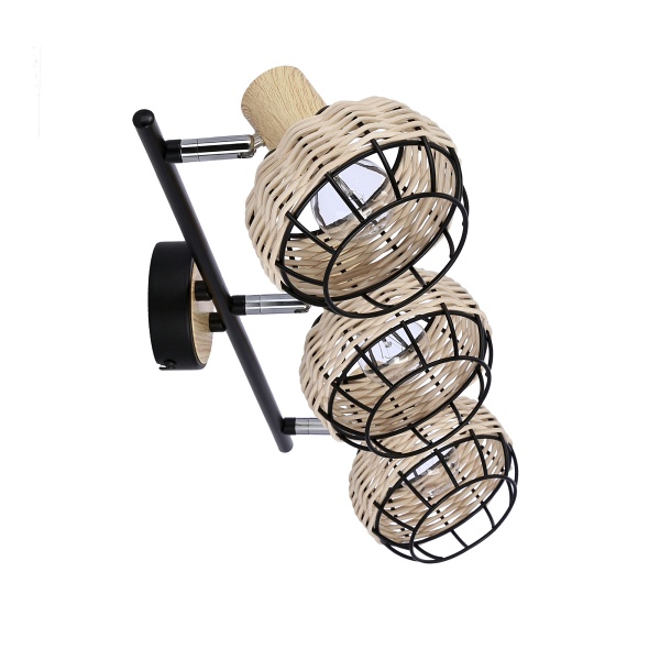 Tajga Lampa Sufitowa Listwa Czarny+Drewniany 3X40W E14 Klosz Czarny+Drewniany Candellux