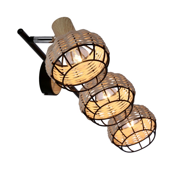 Tajga Lampa Sufitowa Listwa Czarny+Drewniany 3X40W E14 Klosz Czarny+Drewniany Candellux