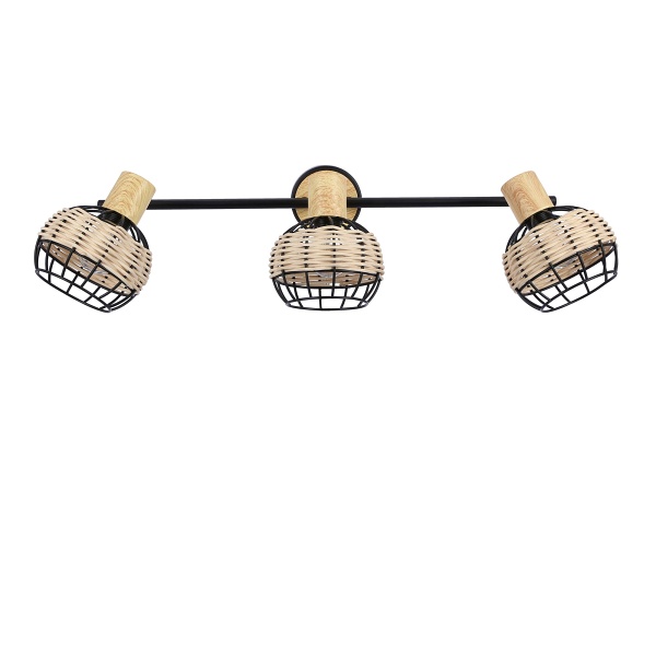 Tajga Lampa Sufitowa Listwa Czarny+Drewniany 3X40W E14 Klosz Czarny+Drewniany Candellux