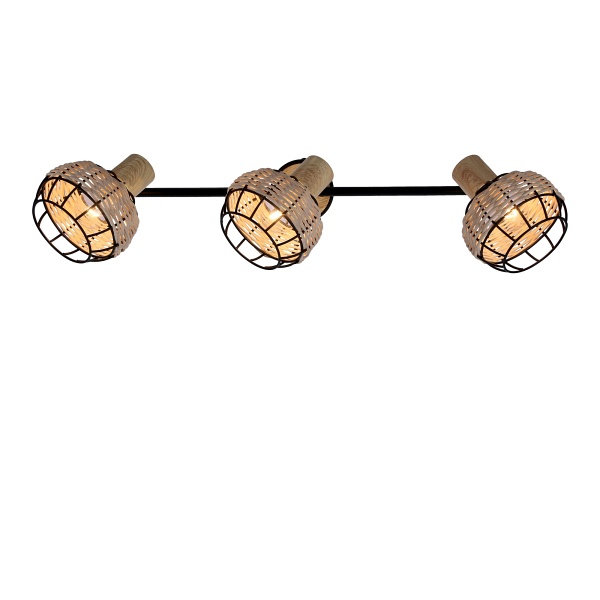 Tajga Lampa Sufitowa Listwa Czarny+Drewniany 3X40W E14 Klosz Czarny+Drewniany Candellux